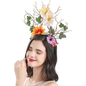 Christmas Fairy & Witch Tree Branches Antlers Headband Cosplay Party Butterfly Flower Headpiece Decoration Steampunk Vintage (2)