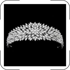 Princess Pearl Crowns Cubic Zirconia Queen Tiaras for Bride Headdress Vintage Birthday Prom Pageant Wedding Tiaras and Crowns Silver Crystal Bridal Hair Accessories