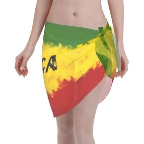 Jamaica Women Short Sarongs Beach Wrap Jamaica Flag Summer Swimwear Cover Ups Pareo for Women