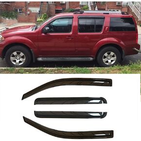 Side Window Wind Deflector,4pcs Out-Channel Tape On Dark Smoke Nice Sun Rain Guards Set, Window Visor fit for 2005-2012 Nissan Pathfinder 94512