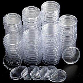 100 Pcs 30mm Coin Holder Capsules Round Coin Container Capsules Clear Plastic Coin Cases for Coin Collection