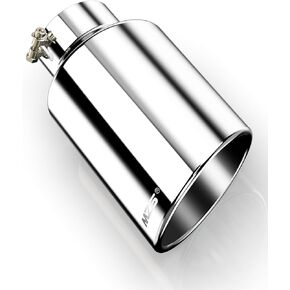 MZS Exhaust Tip, Stainless Steel 5" Inlet 8" Outlet 15" Length Exhaust Tailpipe Universal Slant Angle Cut