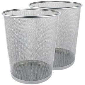 Greenco Small Trash Cans for Home or Office, 2pk, 6 Gallon Black Mesh Square Home/Office Trash Can, Lightweight, Sturdy for Under Desk, Kitchen, Bedroom, Den, or Recycling Can, 6 Gallon Square Trash