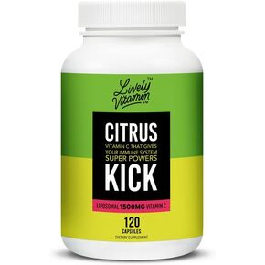 LIVELY VITAMIN CO. Citrus Kick - Liposomal Vitamin C - Sunflower Lecithin - Immune Function - Highly Absorbable - Collagen Synthesis - Eye Health Immunity - Gluten Dairy Soy Free - 120 Capsules