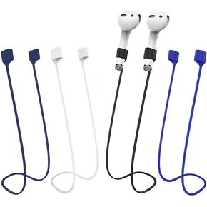 Magnetic Anti-Lost Straps for AirPods, Soft Silicone Sports Lanyard, Neck Rope Cord, Wireless Headphones Anti-Lost Rope. (Blue White Black blue)