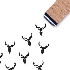 Deer Buck Head Rubber Stamp, 3/5 Inch Small Mini Stamp for Scrapbooking Card Making Planner