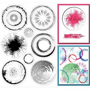 GLOBLELAND Circle Background Clear Stamps Circle Decorative Clear Stamps Silicone Clear Stamps for Card Making Silicone DIY Scrapbooking Journaling Stamps Craft Supplies for Holiday Card