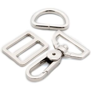 Metal Snap Hooks, With D Drings Strap buckles 5 Sets Purse Hardware Push Gate Swivel Lobster Claw Clasp (1 1/4",Gunmetal)