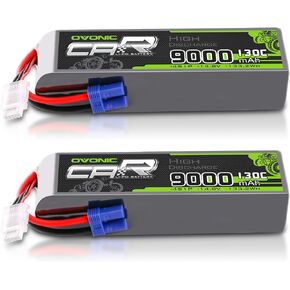 OVONIC 4S LiPo Battery 9000mAh 14.8V 130C RC Battery with EC5 Connector (2 Pack)