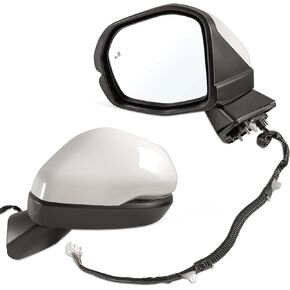 Right Passenger Side Mirror Assembly Fits 2023 2024 2025 2026 2027 Honda CR-V With Blind Spot Detection, Power Glass, Heated Manual Folding Turn Signal Match to Crystal Black Pearl (8 Pins)