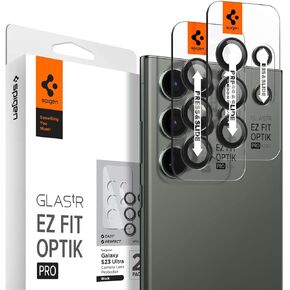 Spigen Camera Lens Screen Protector [Glas.tR EZ Fit Optik Pro] designed for Galaxy S23 Ultra - Black [2 Pack]