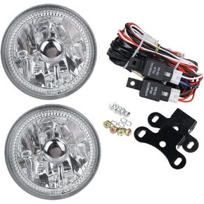 YLT AUTO Pair of 3" 1/4" Front Bumper Replacement Universal Fog Light Round Clear Lens Chrome Housing with Bulb and Wiring Kit White Light