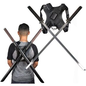 Ace Martial Arts Supply Leonardo Dual Ninja Swords with Back Carrying Scabbard