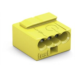 243-504 | WAGO Micro PUSHWIRE® | 4-Conductor Connector for Junction Boxes | AWG 22 – 18 Solid | Yellow | [Box of 100 Pieces]