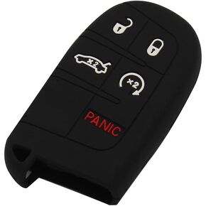 Silicone 5 Buttons Smart Key Fob Remote Cover Case Keyless Entry Protector Bag for Jeep Grand Cherokee Dodge Challenger Charger Dart Durango Journey Chrysler 300 Red