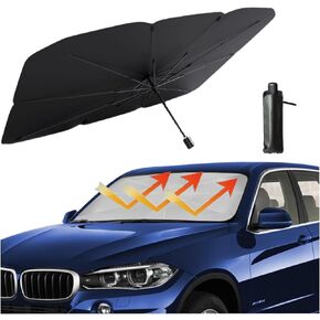 Car Windshield Sun Shade Umbrella - 56" x 31" Foldable Car Windshield Sunshade Cover, UV Rays & Heat Sun Visor Protector Front Window Sunshade for Auto Sedan SUV