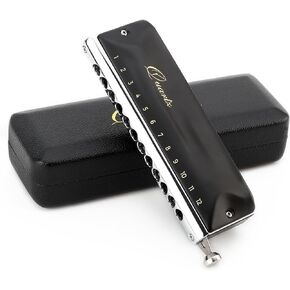 JDR Quartz Chromatic Harmonica C Key 12-Hole 48 Tones Chromonica Mouth Organ Harp Key of C for Kids Beginner Adults Professional Player Parents