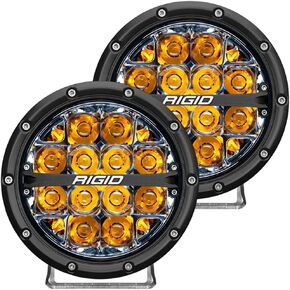Rigid Industries 36201 360-Series LED Off-Road Light 6 in Spot Beam for High Speed 50 MPH Plus Amber Backlight Pair