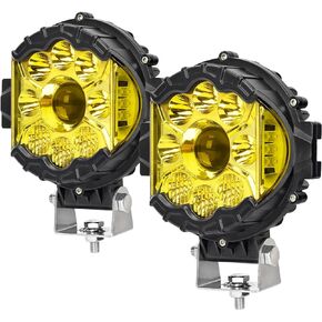 مصابيح الطرق الوعرة لشاحنات جيب وسيارات الدفع الرباعي وأضواء القيادة الجانبية وأضواء الضباب، بقعة أضواء سيارة كهرمانية مقاس 7 بوصات، 16,000 لومن + سطوع 200%، 3300 كلفن كهرمان بارد وأبيض، عبوة من قطعتين in Kuwait