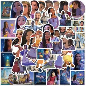 50 قطعة من ملصقات Wish Kids حزمة ملصقات أفلام ديزني ملصقات شخصيات كرتونية لطيفة للأطفال والمراهقين والبالغين ملصقات آشا مقاومة للماء من الفينيل لزجاجة المياه وأمتعة الكمبيوتر المحمول (رغبة) in Kuwait