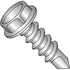 Small Parts 1412KW410 410 Stainless Steel Self-Drilling Screw, Plain Finish, Hex Washer Head, Hex Drive, #3 Drill Point, 1/4"-14 Thread Size, 3/4" Length (Pack of 25) in Kuwait