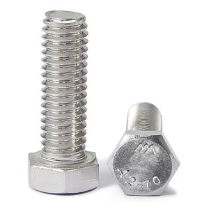 M10 x 90mm Hex Head Screw Bolt, 304 Stainless Steel(A2-70), Bright Finish, Fully Threaded, Hexagon Head Bolts, Quantity 5