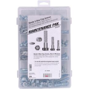 Hillman 8130100 Grade 5 Zinc-Plated Hex Head Cap Screw Kit (348-Piece), White