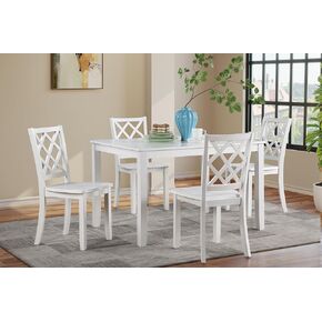 New Classic Furniture Trellis 5-Piece Solid Wood Dining Table Set, White