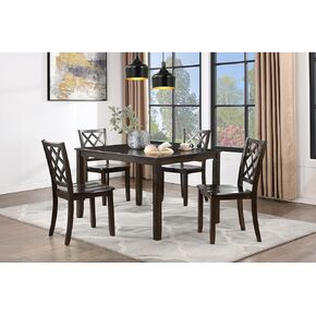 طقم طاولة طعام من الخشب الصلب مكون من 5 قطع من New Classic Furniture، باللون الأبيض