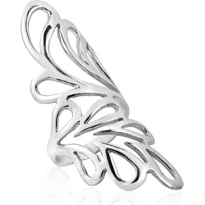 AeraVida Abstract Nature's Hug Wide Wings Wrap .925 Sterling Silver Ring
