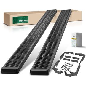 YHTAUTO 7 Inch Running Boards Side Step Bars Compatible with 2019-2024 Chevy Silverado & GMC Sierra 1500/2500 HD/3500 HD - Standard/Regular Cab Pickup, Aluminum Textured Black Truck Side Step Rails