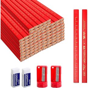 204 قطعة من أقلام رصاص النجار، 200 قطعة من أقلام الرصاص المسطحة مقاس 7 بوصة مع 2 مبراة وممحاة، مجموعة أقلام رصاص للمقاولات لأداة وضع علامات على الأعمال الخشبية in Kuwait