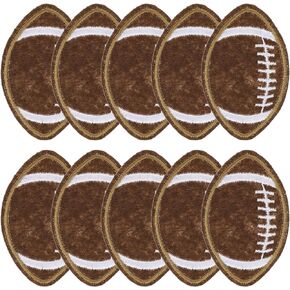 Football Iron On Patches 10 PCS Football Patch Football Embroidered Patches Dark Brown Embroidered Applique Decoration Sewing Patches for Clothes Jeans Jacket Hat Dress DIY Accessories （2.2×1.4 Inch）