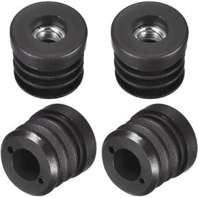 uxcell 4Pcs Plastic Threaded Tube Inserts with M8 Thread, for 25mm/0.98" OD Round Tube, Adjustable Round Black Plastic Plug Caster Insert Chair End Caps Furniture Leg Plug
