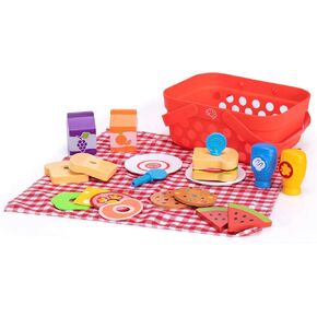 Fat Brain Toys Pretendables Picnic Basket Set - Pretend Playset with Storage, 3+