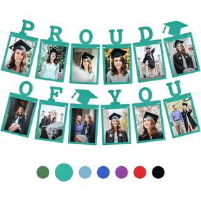 KatchOn, Black Graduation Photo Banner 2024 - Large 10 Feet | Proud of You Banner | Felt Graduation Picture Banner | Graduation Banner 2024 Personalized | Graduation Decorations Class of 2024 Black