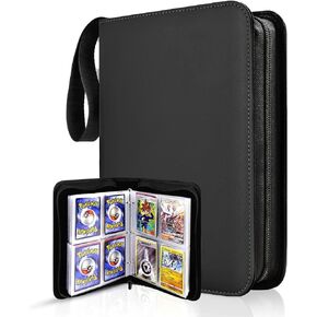 Trading Card Binder 4 Pocket,400 Pockets Card Binder for Pokemon Cards with Zipper,50 Sleeves Card Holder Compatible with Standard Card,Sport Card-Gift for Boy and Girl (4-Pockets, Yellow) in Kuwait