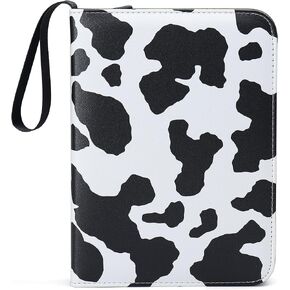4 Pocket Trading Card Binders for 400 Cards, Cute Kawaii Cow Milk Pattern