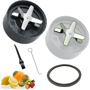 5 قطع غيار من ديلي تريجرز، قطعة واحدة من شفرة استخراج بديلة مع قطعة واحدة من الخلاط 6 شفرات، قطعة واحدة من حشية نوتري وأداة متحركة + فرشاة تنظيف لخلاط نوتري بوليت 600 وات / 900 وات in Kuwait