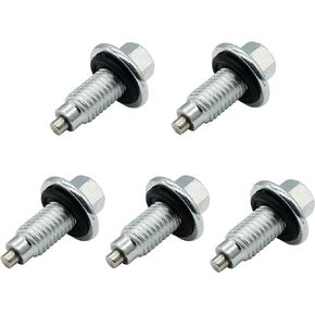 5PCS Magnetic Oil Drain Plug Pilot Point W Insert Gasket M12x1.75mm fit for Buick Cadillac Chevrolet GMC, Replace 090-936CD, 090-091.1, 090-091, 65372, 653096US, 11562588, 11519933, 11518377