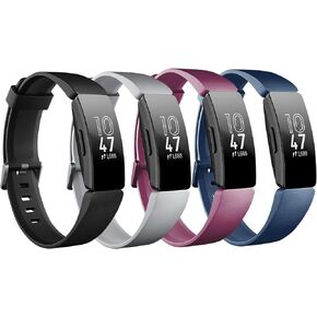 4 Pack Silicone Band Compatible with Fitbit Inspire 2 Bands & Inspire HR & Inspire Bands for Women Men, Sport Wristband Replacement Band for Inspire 2 Strap for Kids Inspire HR Fitness Tracker Boys Girls