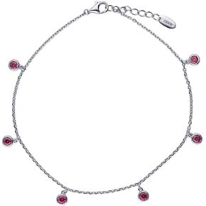 BERRICLE Sterling Silver Cubic Zirconia CZ Fashion Charm Anklet Ankle Bracelet for Women, Rhodium Plated