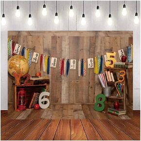 Back to School Background Vintage Wooden House Classroom Backdrop First Day of School Backdrop Homecoming Children Photo Wallpaper Backdrop Online Teaching Backdrop Banner (7X5FT)