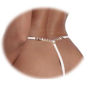 Rhinestone Waist Chain Thong Jewelry Rhinestone Body Chain Underpants Festival Rave Elasticity T-Strings Simple Crystal Chain Thong for Women Club Party
