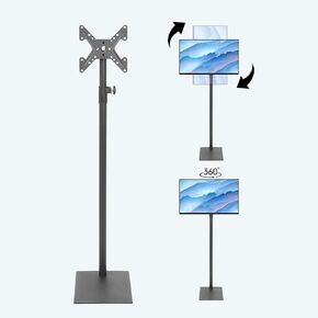 Universal Swivel Floor TV Stand with Mount 360 Degree Monitor Floor Stand for 14 to 43inch TVs Tilting Free Standing TV Mount VESA Stand with 4 Level Height Adjustable for Bedroom Living Room Corner