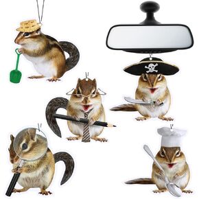 5 Pieces Funny Car Air Fresheners for Men Air Freshener Hanging Truck Air Fresheners Car Accessories Ideal Gift for Birthday, Christmas Stocking Stuffers (Squirrel)