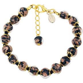 Glass Of Venice Murano Glass Bracelet Italian Black Sommerso Sparkling Beads Handmade Blown Glass - Murano Glass Bracelets for Women