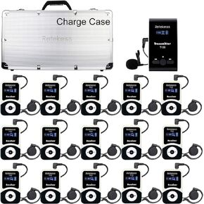 Retekess T130 Wireless Tour Guide System, Church Translation System, Clear Sound Quality, Tour Guide Headsets for Church,School,Factory(1 Transimitter and 15 Receiver 1 Charging Case)