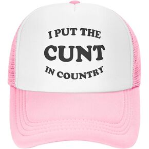 I Put The Cunt in Country Hat Funny Trucker Hats Adjustable Classic Fishing Cap for Men and Women Black