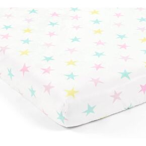 Lush Decor Rainbow Allover Stars Soft & Plush Fitted Crib Sheet, 52"x 28", Yellow